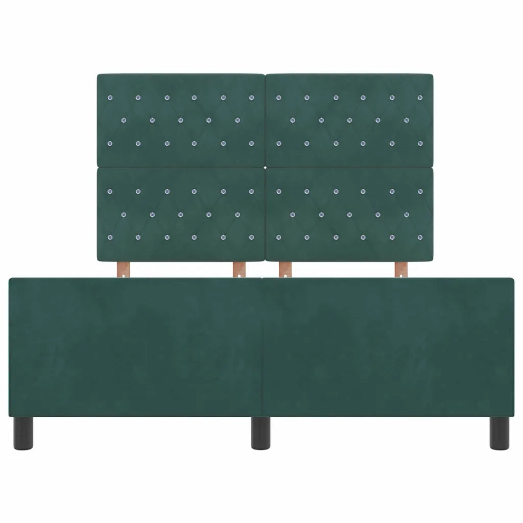 Letto a molle con testiera Verde Scuro 140 x 200 cm Velluto 3344882