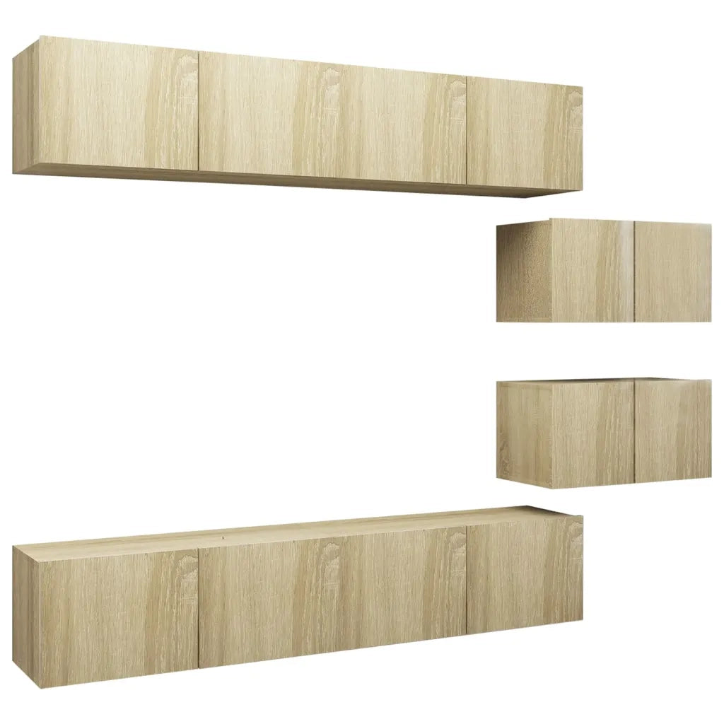 Set di Mobili Porta TV 6 pz-Set di 6 Credenza per TV Rovere Sonoma in Legno Multistrato 756545