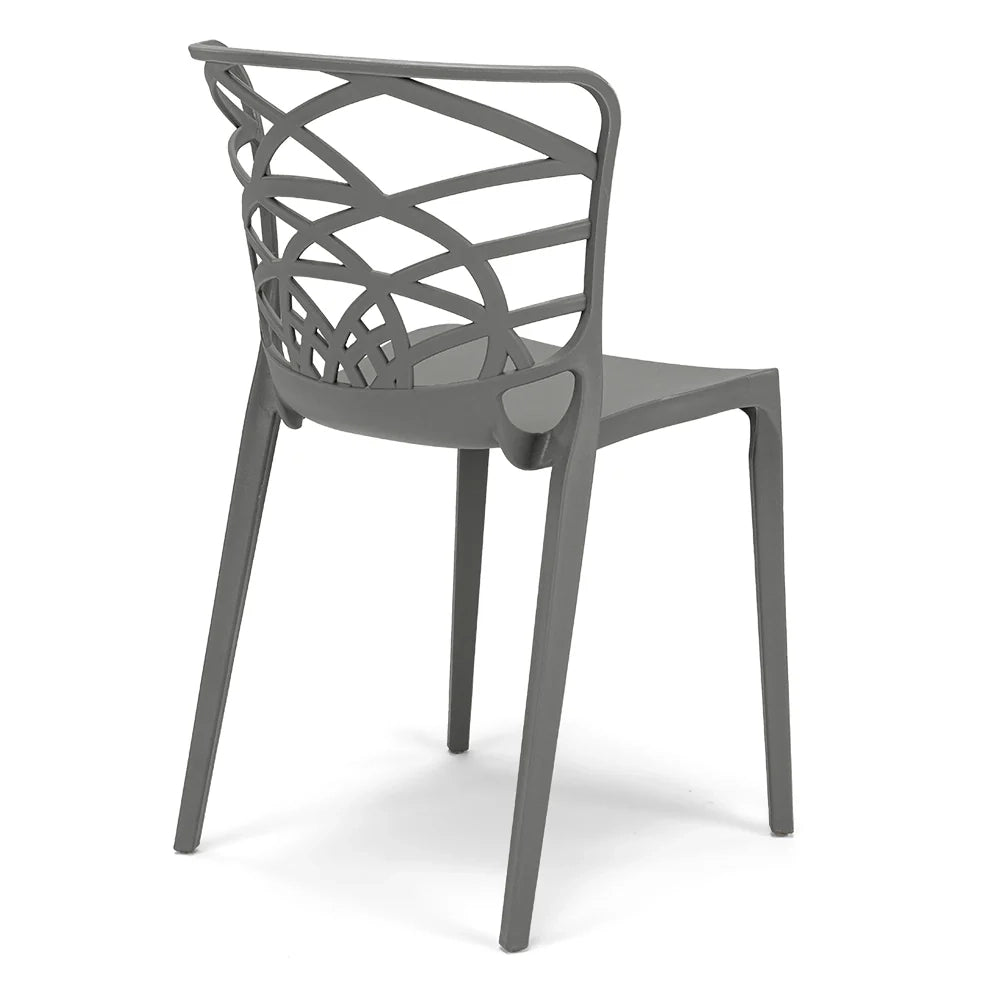 Set 2 sedie in polipropilene ARMONIA, impilabile, resistente ai raggi UV, design moderno, ideale per sala da pranzo, cucina, sala d’attesa, bar, ristoranti o giardino, colore Cemento