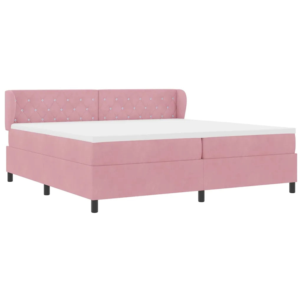 Letto a molle con testiera Rosa 200 x 200 cm Velluto 3340357