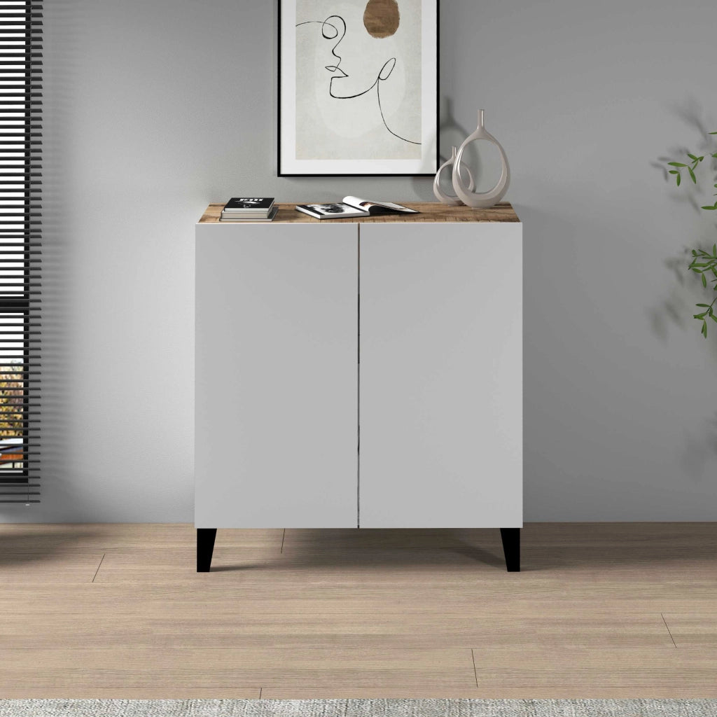 WHOUS Armadio multiuso Easy a 2 ante acero e bianco opaco 79,20x38x92,5 cm
