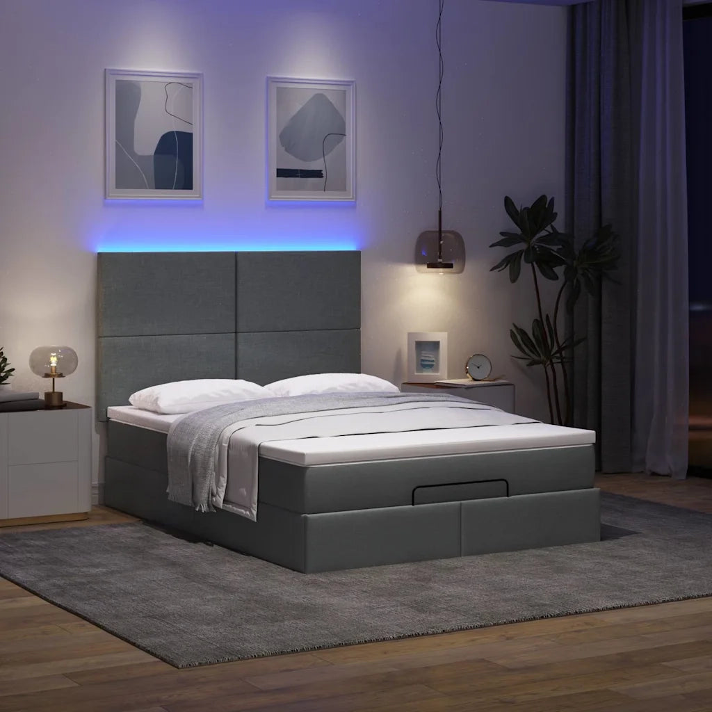 vidaXL Struttura Letto Pouf con Materasso 140x200 cm in Tessuto