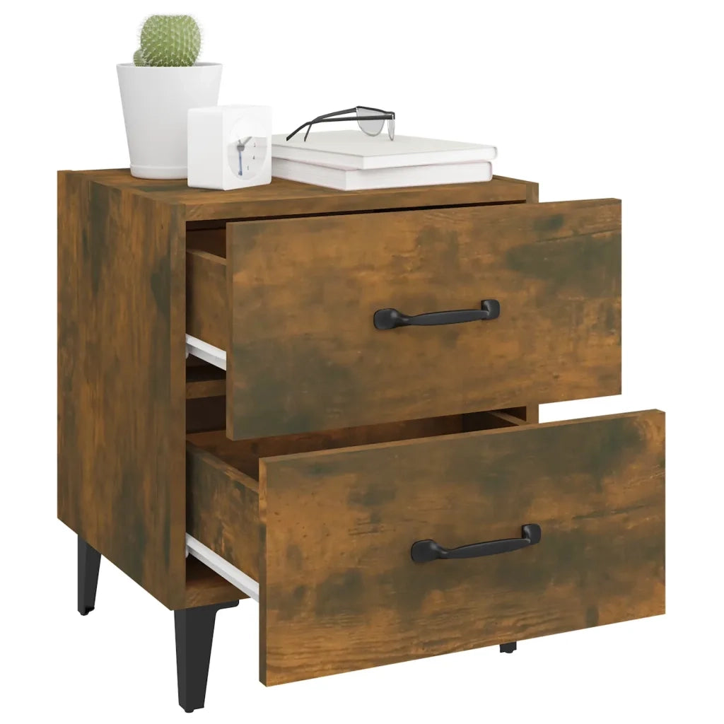 Set di 2 Comodini | Armadio da Notte | Mobiletto da notte Rovere Fumo 40x35x47,5 cm