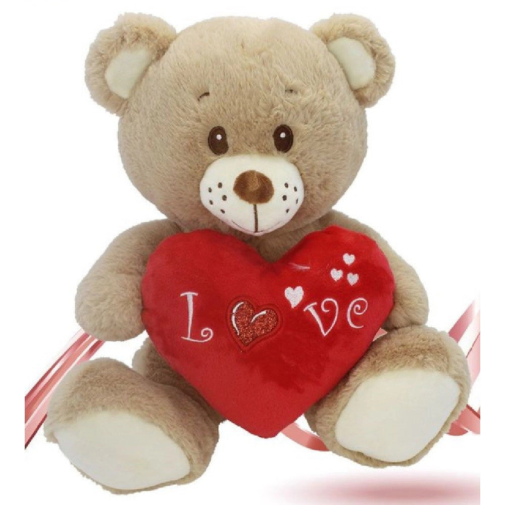 Trade Shop - Orso In Peluche Con Cuore Rosso "love" 30 Cm Orsetto Pupazzo San Valentino 94304 -