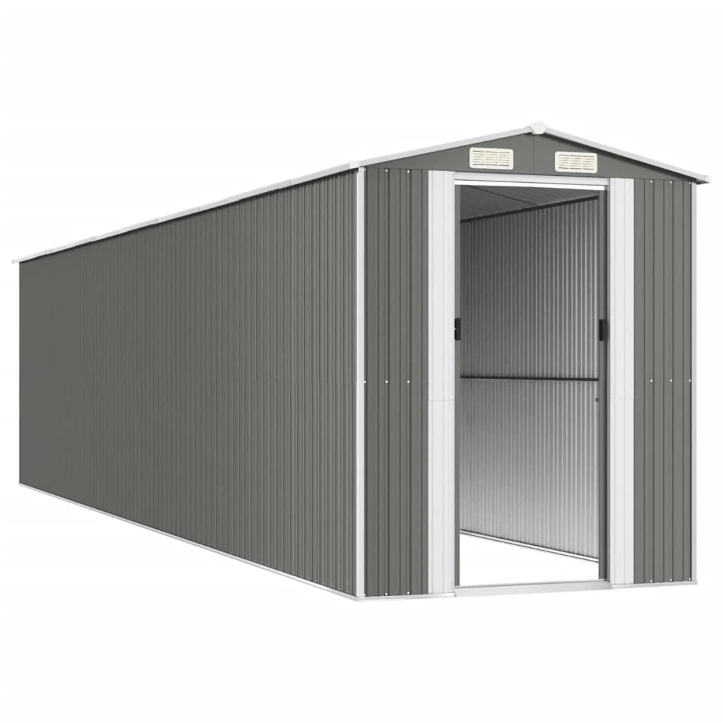 Casetta da giardino cabina ripostiglio capanno da esterno capanno per attrezzi robusta colore chiaro 192 x 855 x 223 cm acciaio zincato grigio 02_0022263