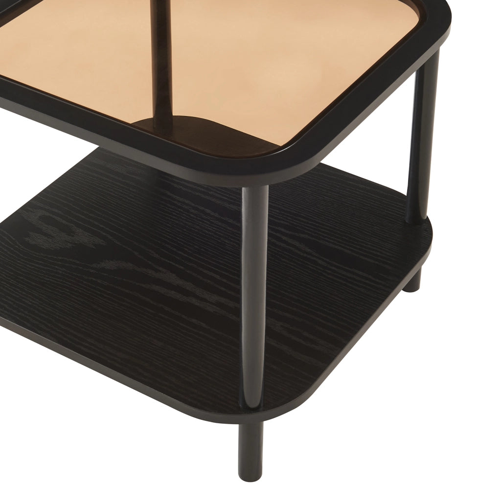 Tavolino Latama a Piano Quadrato in Vetro Fumé Bronzo - Nero [en.casa]