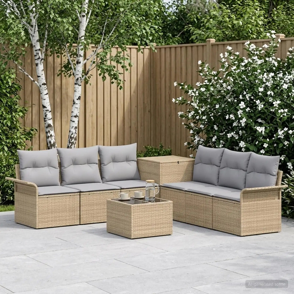 Set di divani 8 pz Beige e Grigio Chiaro 3448015