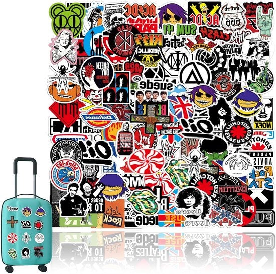Stickers Rockband Punk-stile Waterdicht Vinyl Decorazione per Laptop, Helm, Snowboard, Bagaglio, Motocicletta 102 Stuks