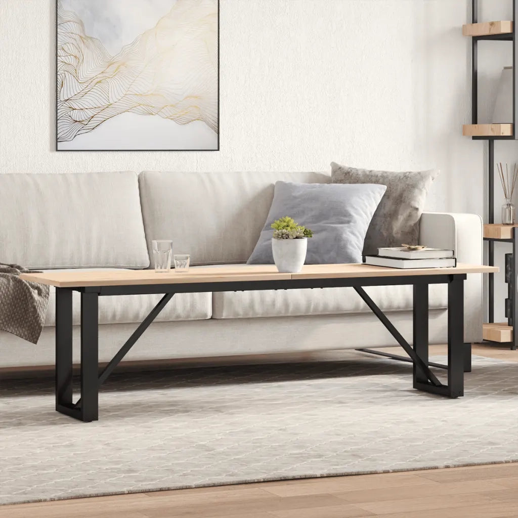 Tavolino Salotto Telaio a O-Tavolino da soggiorno 160x40x45cm Legno Pino e Acciaio