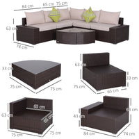 EasyComfort Salotto da Giardino in Rattan PE 6 Pezzi, Divano con Cuscini e Tavolino con Ripiano in Vetro