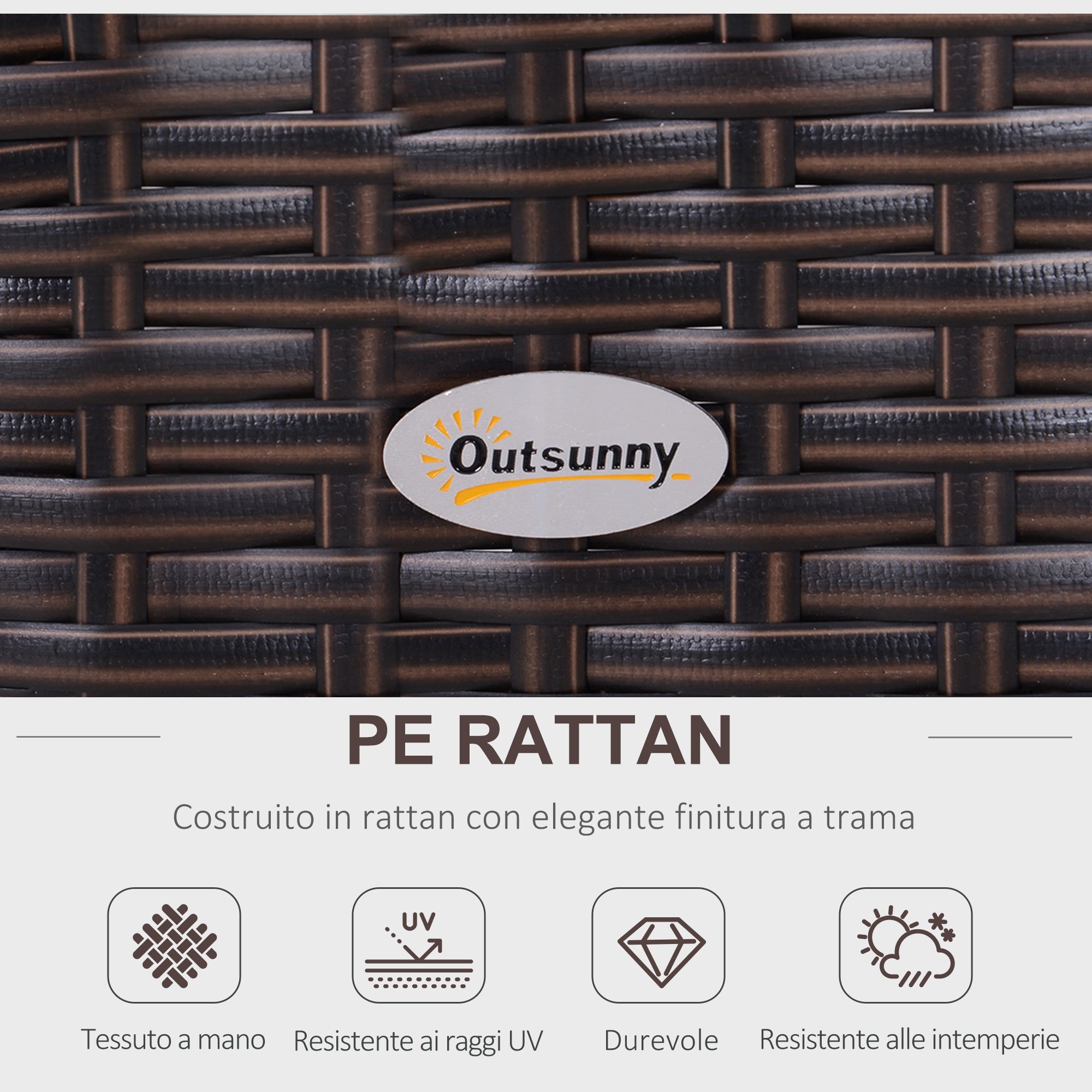 EasyComfort Salotto da Giardino in Rattan PE 6 Pezzi, Divano con Cuscini e Tavolino con Ripiano in Vetro