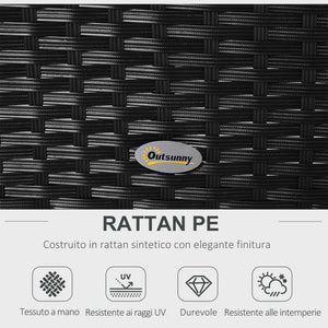 EASYCOMFORT  Mobili da giardino in Rattan Nero con Cuscini Bianchi, Set 5 Pezzi con Tavolino