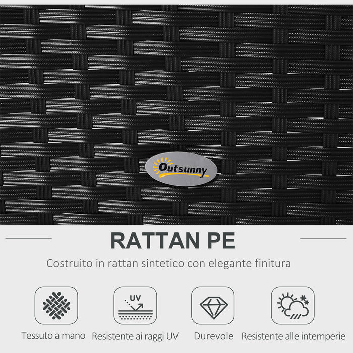 EASYCOMFORT  Mobili da giardino in Rattan Nero con Cuscini Bianchi, Set 5 Pezzi con Tavolino
