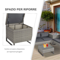 EASYCOMFORT Divano 3 Posti da Esterni in PE Rattan con Cuscini a Righe Grigio 173x68x78cm