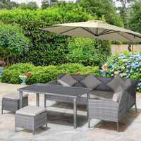 EASYCOMFORT  set mobili da giardino in PE Rattan con 2 Divani 1 Tavolino 2 Sgabelli Grigio