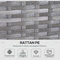EASYCOMFORT  set mobili da giardino in PE Rattan con 2 Divani 1 Tavolino 2 Sgabelli Grigio