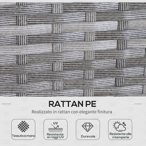 EASYCOMFORT  set mobili da giardino in PE Rattan con 2 Divani 1 Tavolino 2 Sgabelli Grigio