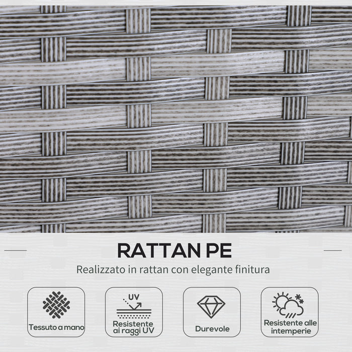 EASYCOMFORT  set mobili da giardino in PE Rattan con 2 Divani 1 Tavolino 2 Sgabelli Grigio