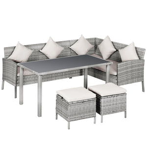 EASYCOMFORT  set mobili da giardino in PE Rattan con 2 Divani 1 Tavolino 2 Sgabelli Grigio