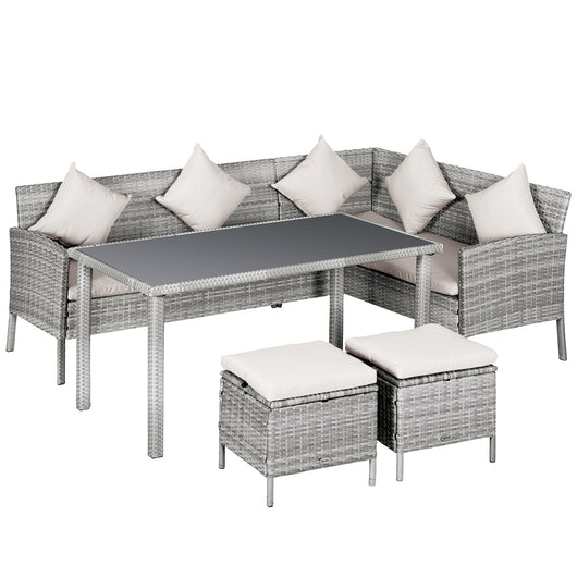 EASYCOMFORT  set mobili da giardino in PE Rattan con 2 Divani 1 Tavolino 2 Sgabelli Grigio