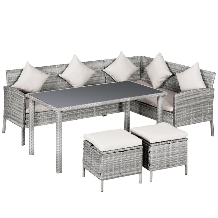 EASYCOMFORT  set mobili da giardino in PE Rattan con 2 Divani 1 Tavolino 2 Sgabelli Grigio