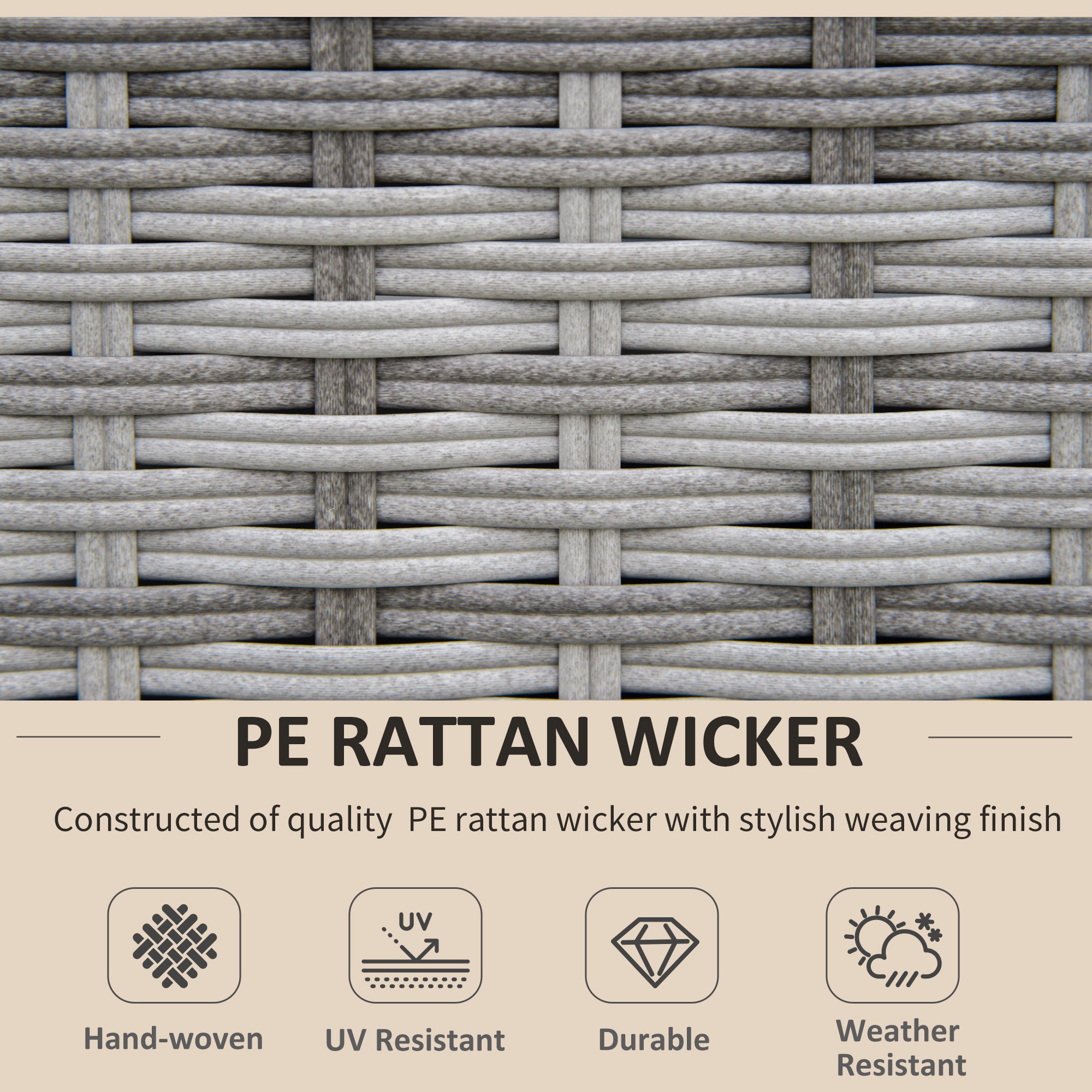 EasyComfort Salotto da Giardino in Rattan PE da 8 Pezzi con Poltrone, Tavolini e Sgabelli, Beige