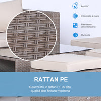 EASYCOMFORT  Salotto da Giardino in PE Rattan 8 Pezzi con Struttura in Alluminio Grigio