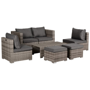 EASYCOMFORT  Salotto da Giardino in PE Rattan 8 Pezzi con Struttura in Alluminio Grigio