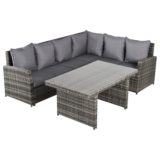 EASYCOMFORT  Salotto da Giardino con 2 Divani e Tavolo in PE Rattan Grigio
