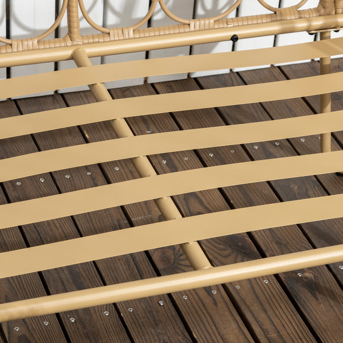 Easycomfort Salotto da Giardino in Rattan Stile Boho con Divano 2 Posti, 2 Poltrone e Tavolino con Vetro