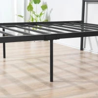 Struttura Letto Singolo in Acciaio 90x200cm con Doghe, Testiera e Pediera, Nero