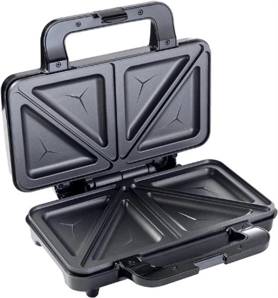 Sandwich Maker Extra Grande - 2 Portate Sandwich - Superficie Antiscorrosiva - 900 Watt - Nero - Modello senza marchio