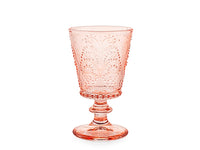 Set quattro calici garden in vetro lavorato colore rosa antico cl 25.