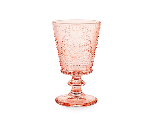 Set quattro calici garden in vetro lavorato colore rosa antico cl 25.