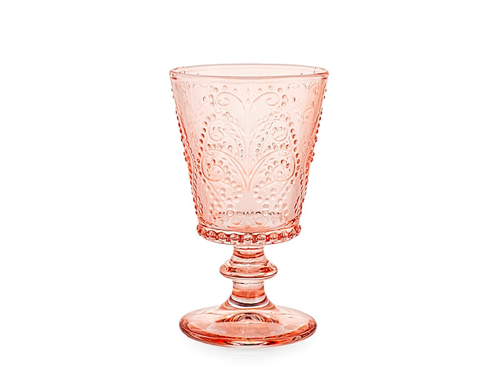 Set quattro calici garden in vetro lavorato colore rosa antico cl 25.