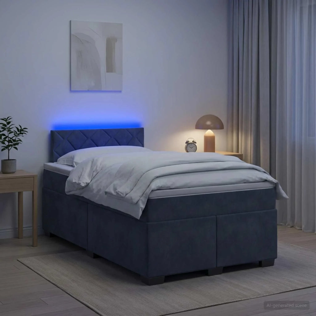 Letto con Box Spring, Materasso e LED Grigio Scuro 120 x 190 cm 3452145