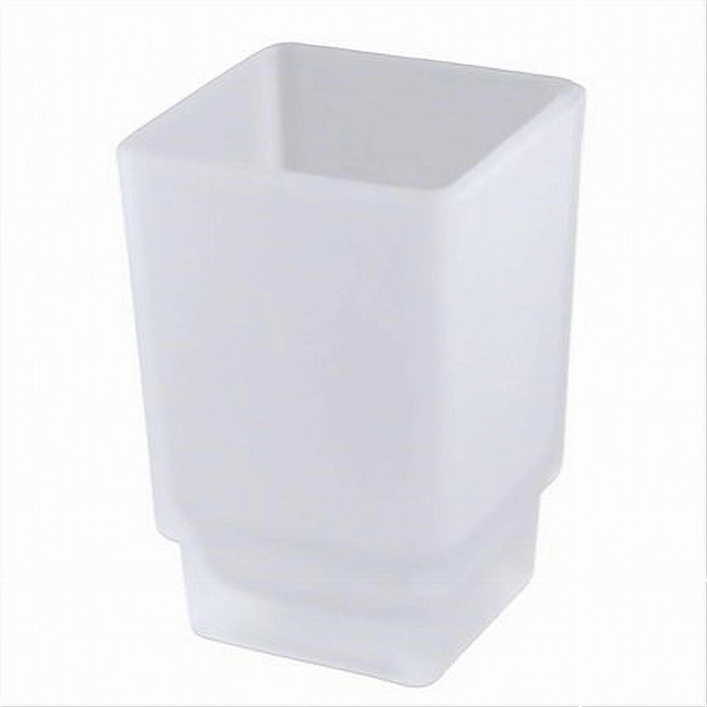 Trade Shop - Bicchiere Ricambio Porta Spazzolino In Vetro Cubo Satinato Bagno Accessori 87263 -