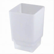 Trade Shop - Bicchiere Ricambio Porta Spazzolino In Vetro Cubo Satinato Bagno Accessori 87263 -