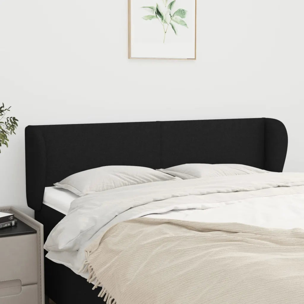 Testiera | Testata ad Orecchio Nera 147x23x78/88 cm in Tessuto