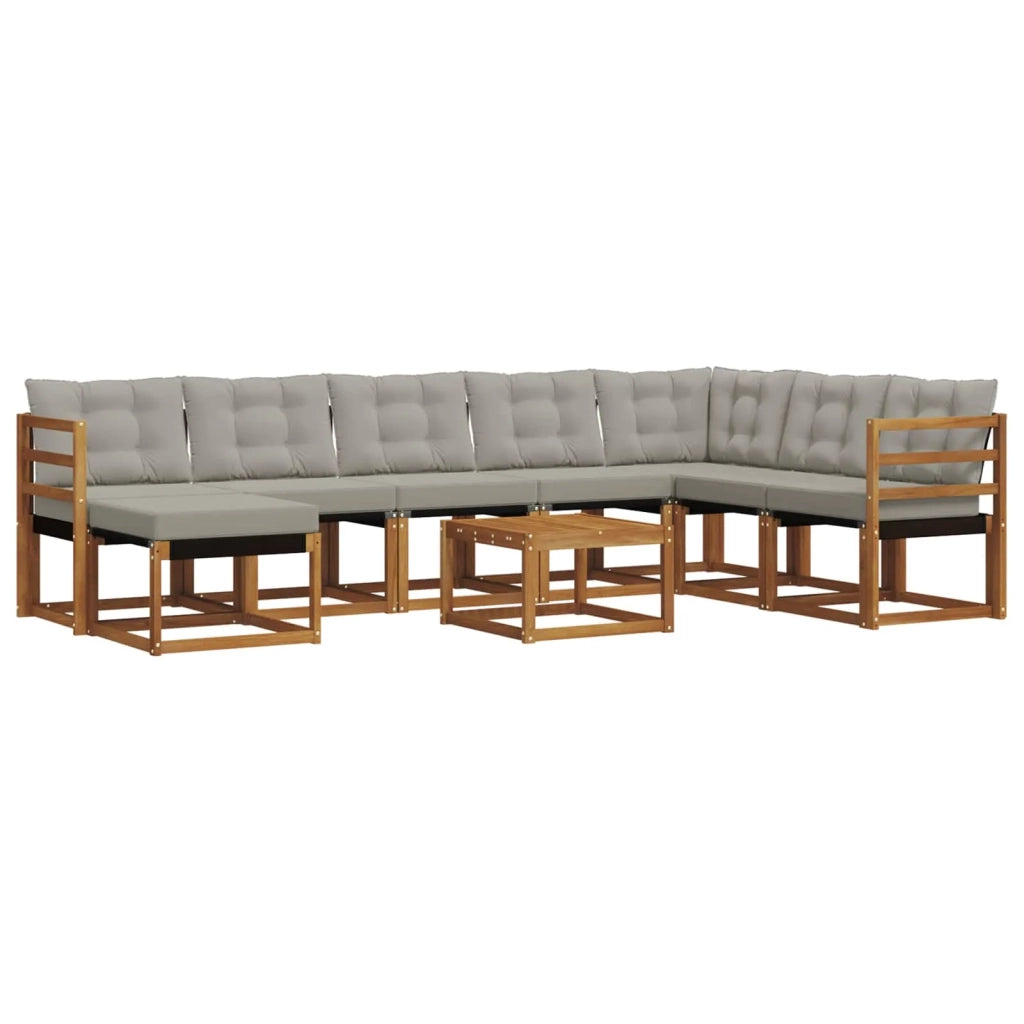 Set di divani da esterno 9 pcs Grigio Naturale e Chiaro 3368966