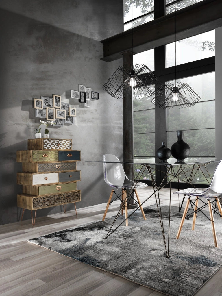 Lampadario in metallo nero opaco cm. H25 Ø50