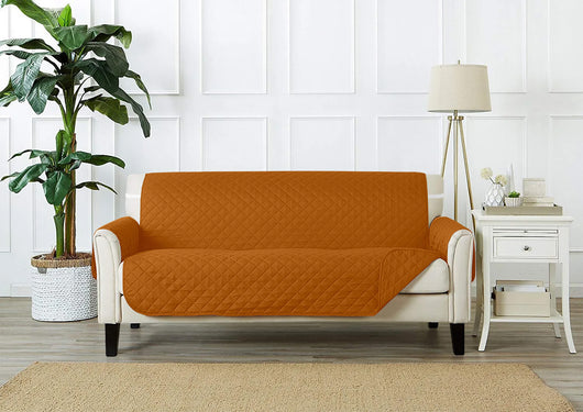 Copridivano Con Braccioli Antimacchia Trapuntato Protettore Impermeabile Salvadivano Idrorepellente Imbottito Con Elastico Antiscivolo Arancio - Poltrona 1 posto