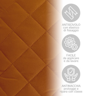 Copridivano Con Braccioli Antimacchia Trapuntato Protettore Impermeabile Salvadivano Idrorepellente Imbottito Con Elastico Antiscivolo Arancio - Divano 2 posti
