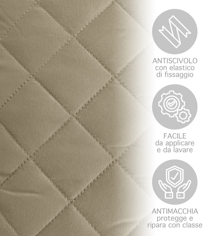 Copridivano Con Braccioli Antimacchia Trapuntato Protettore Impermeabile Salvadivano Idrorepellente Imbottito Con Elastico Antiscivolo Beige - Poltrona 1 posto