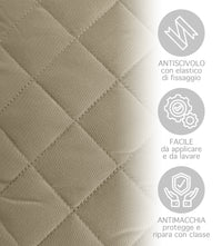 Copridivano Con Braccioli Antimacchia Trapuntato Protettore Impermeabile Salvadivano Idrorepellente Imbottito Con Elastico Antiscivolo Beige - Divano 4 posti