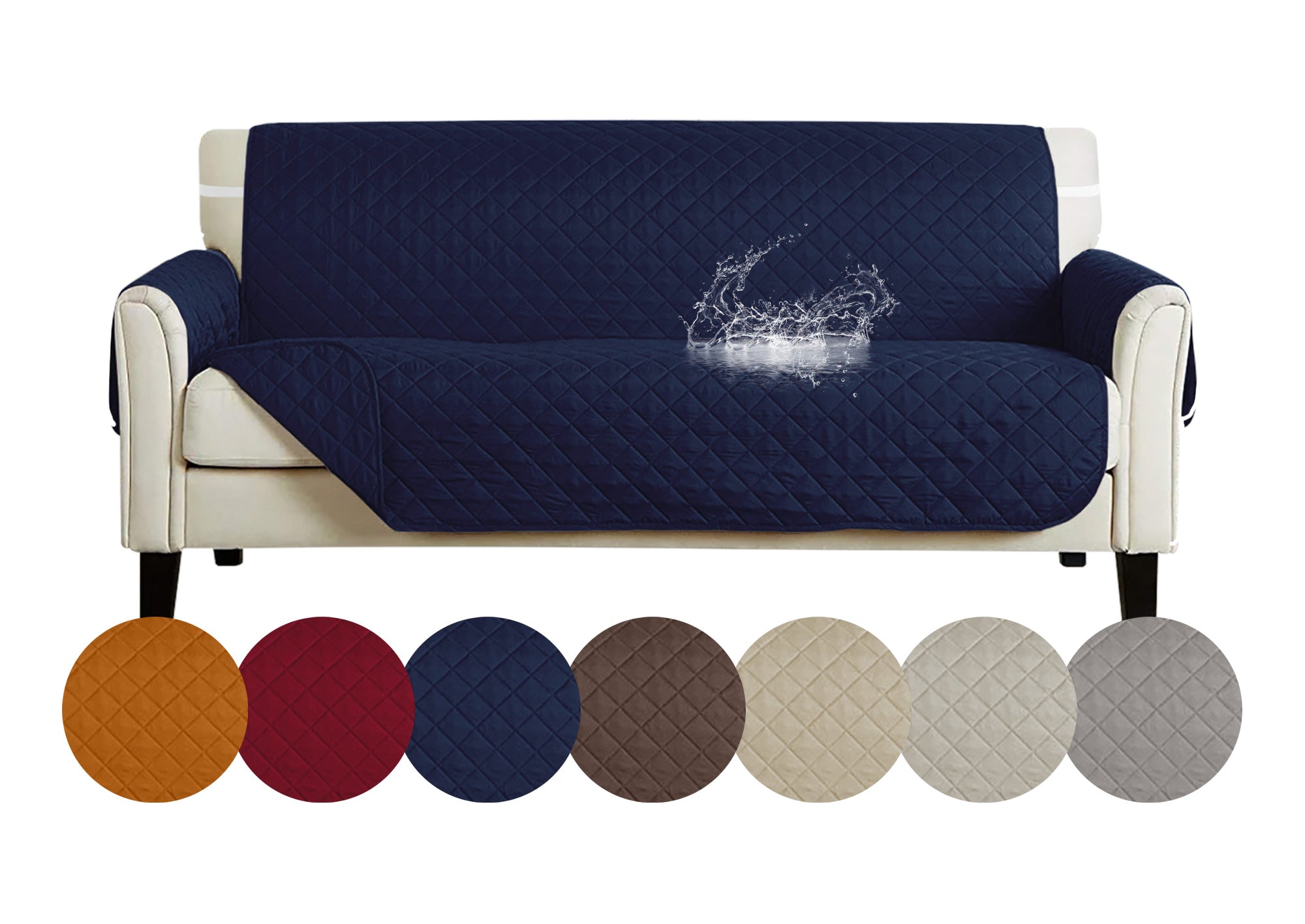 Copridivano Con Braccioli Antimacchia Trapuntato Protettore Impermeabile Salvadivano Idrorepellente Imbottito Con Elastico Antiscivolo Blu - Poltrona 1 posto
