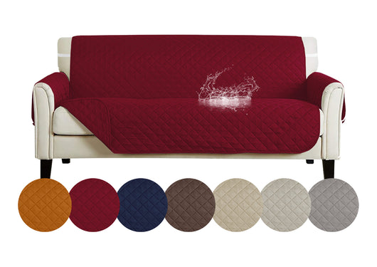 Copridivano Con Braccioli Antimacchia Trapuntato Protettore Impermeabile Salvadivano Idrorepellente Imbottito Con Elastico Antiscivolo Bordeaux - Divano 3 posti