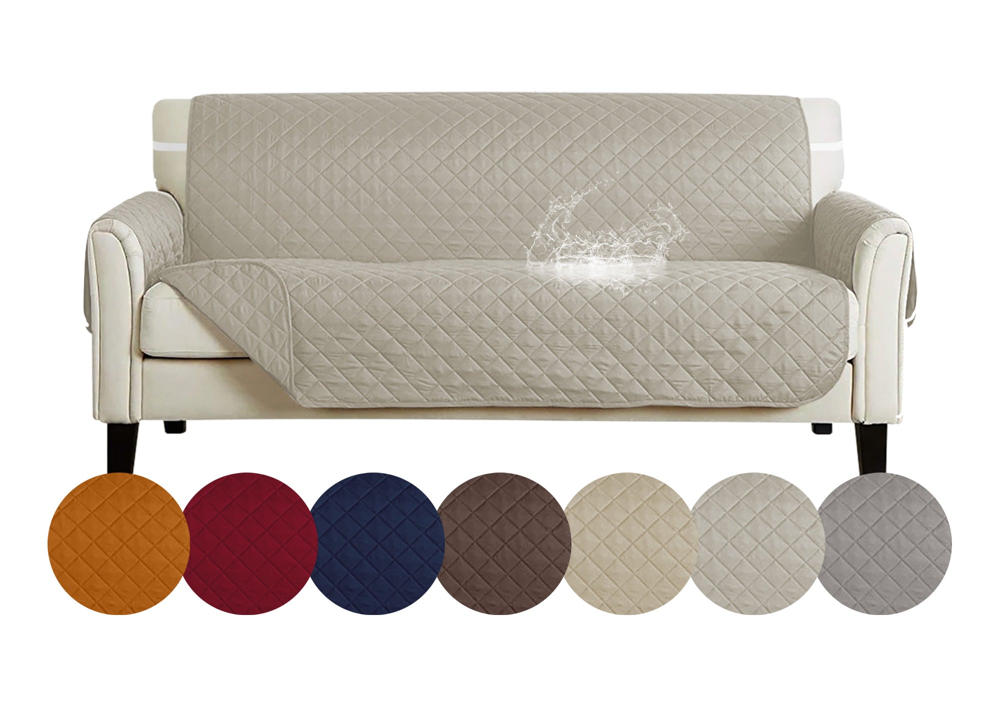 Copridivano Con Braccioli Antimacchia Trapuntato Protettore Impermeabile Salvadivano Idrorepellente Imbottito Con Elastico Antiscivolo Grigio - Poltrona 1 posto