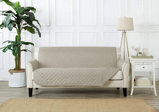 Copridivano Con Braccioli Antimacchia Trapuntato Protettore Impermeabile Salvadivano Idrorepellente Imbottito Con Elastico Antiscivolo Grigio - Divano 2 posti