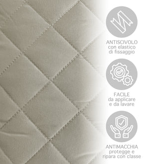 Copridivano Con Braccioli Antimacchia Trapuntato Protettore Impermeabile Salvadivano Idrorepellente Imbottito Con Elastico Antiscivolo Grigio - Poltrona 1 posto